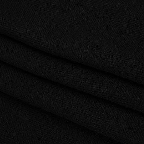 Heavy Wool Twill Coating - Black Herringbone - Deadstock