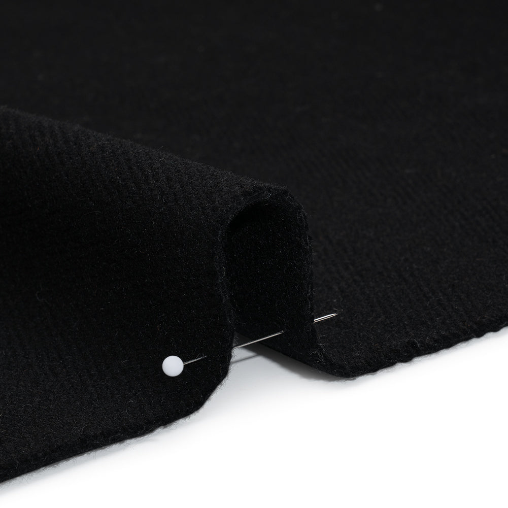 Heavy Wool Twill Coating - Black Herringbone - Deadstock