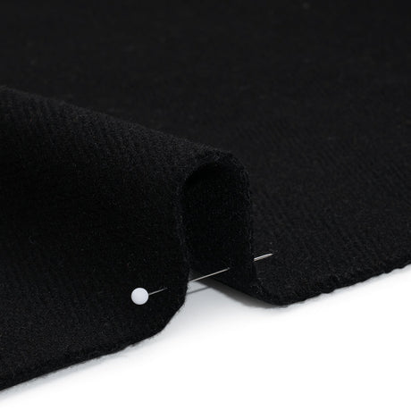 Heavy Wool Twill Coating - Black Herringbone - Deadstock