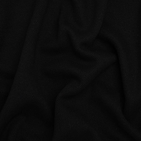 Heavy Wool Twill Coating - Black Herringbone - Deadstock