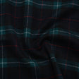 Brushed Wool Double Cloth Coating - Black, Deep Green and Red Plaid - Deadstock