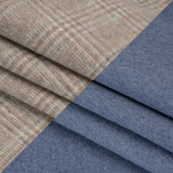 Brushed Wool Double Cloth Coating - Beige, Brown and Green Glen Plaid and Muted Blue Heathered - Deadstock
