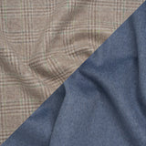 Brushed Wool Double Cloth Coating - Beige, Brown and Green Glen Plaid and Muted Blue Heathered - Deadstock