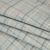 Brushed Wool Double Cloth Coating - Mint, Charcoal and Blue Plaid - Deadstock