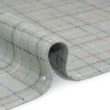 Brushed Wool Double Cloth Coating - Mint, Charcoal and Blue Plaid - Deadstock