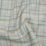 Brushed Wool Double Cloth Coating - Mint, Charcoal and Blue Plaid - Deadstock