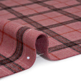 Brushed Wool Double Cloth Coating - Strawberry Pink, Charcoal and Red Plaid and Pink Heathered - Deadstock