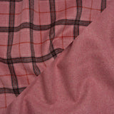 Brushed Wool Double Cloth Coating - Strawberry Pink, Charcoal and Red Plaid and Pink Heathered - Deadstock