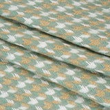 Metallic Wool and Acrylic Tweed Twill - Mint Green, Gold and White Geometric - Deadstock