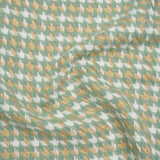 Metallic Wool and Acrylic Tweed Twill - Mint Green, Gold and White Geometric - Deadstock