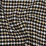 Metallic Wool and Acrylic Tweed Twill - Black, Gold and White Geometric - Deadstock