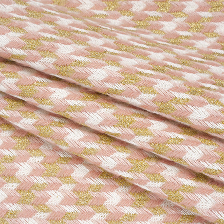 Metallic Wool and Acrylic Tweed Twill - Pink, Gold and White Geometric - Deadstock