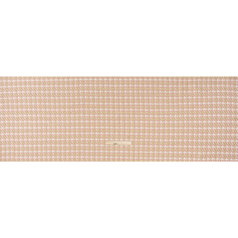 Metallic Wool and Acrylic Tweed Twill - Pink, Gold and White Geometric - Deadstock