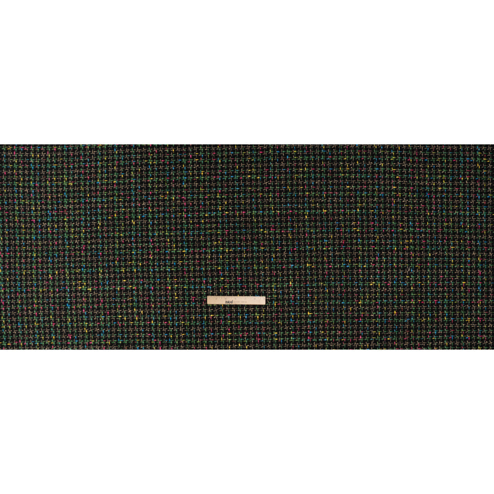 Metallic Acrylic and Wool Tweed - Black, Green and Gold - Deadstock