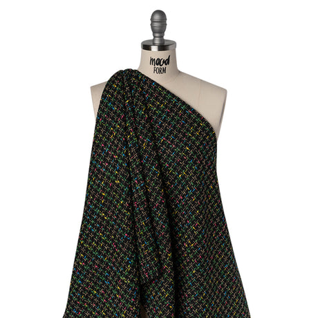 Metallic Acrylic and Wool Tweed - Black, Green and Gold - Deadstock