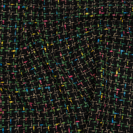 Metallic Acrylic and Wool Tweed - Black, Green and Gold - Deadstock
