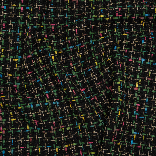 Metallic Acrylic and Wool Tweed - Black, Green and Gold - Deadstock