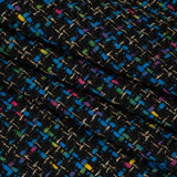 Metallic Acrylic and Wool Tweed - Black, Turquoise Blue and Gold - Deadstock