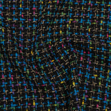 Metallic Acrylic and Wool Tweed - Black, Turquoise Blue and Gold - Deadstock