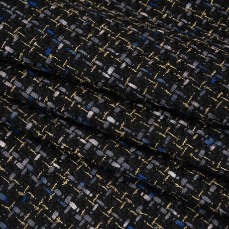 Metallic Acrylic and Wool Tweed - Black, Gray and Gold - Deadstock