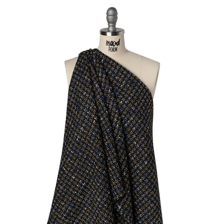 Metallic Acrylic and Wool Tweed - Black, Gray and Gold - Deadstock
