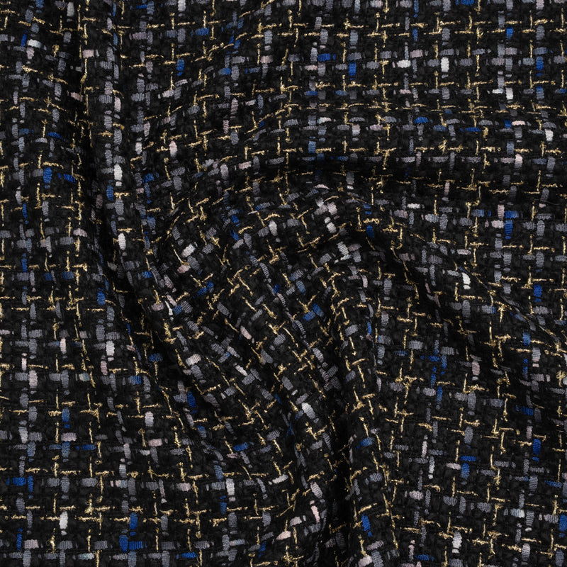 Metallic Acrylic and Wool Tweed - Black, Gray and Gold - Deadstock