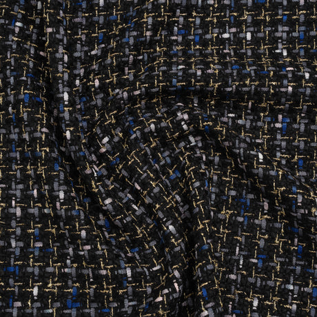 Metallic Acrylic and Wool Tweed - Black, Gray and Gold - Deadstock
