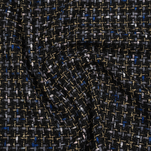 Metallic Acrylic and Wool Tweed - Black, Gray and Gold - Deadstock