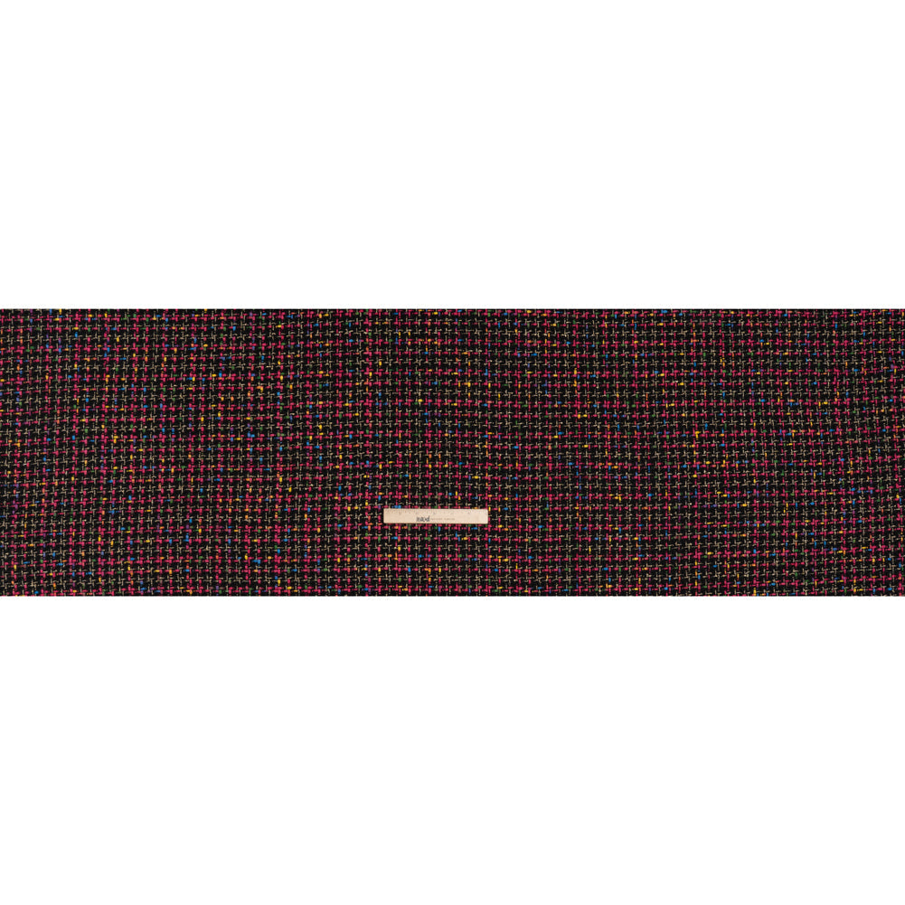 Metallic Acrylic and Wool Tweed - Black, Hot Pink and Gold - Deadstock
