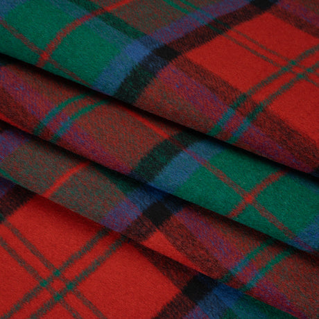 Brushed Wool Double Cloth Coating - Red, Green and Black Plaid - Deadstock