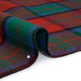 Brushed Wool Double Cloth Coating - Red, Green and Black Plaid - Deadstock