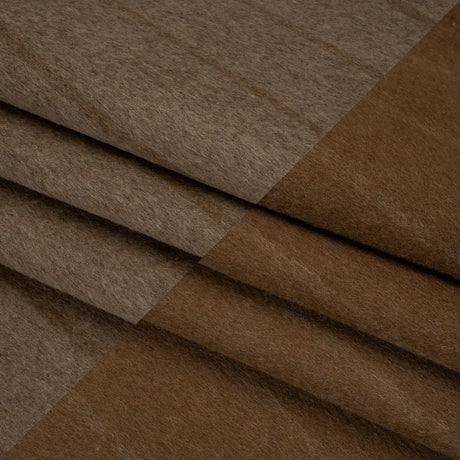 Brushed Wool Double Cloth Coating - Taupe and Warm Brown Chalk Stripes - Deadstock