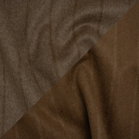 Brushed Wool Double Cloth Coating - Taupe and Warm Brown Chalk Stripes - Deadstock