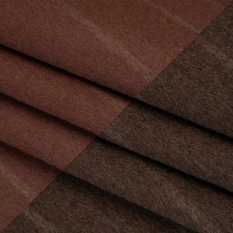 Brushed Wool Double Cloth Coating - Burgundy and Dark Brown Chalk Stripes - Deadstock