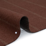 Brushed Wool Double Cloth Coating - Burgundy and Dark Brown Chalk Stripes - Deadstock