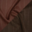 Brushed Wool Double Cloth Coating - Burgundy and Dark Brown Chalk Stripes - Deadstock