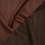 Brushed Wool Double Cloth Coating - Burgundy and Dark Brown Chalk Stripes - Deadstock