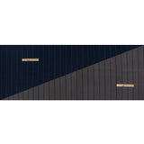 Brushed Wool Double Cloth Coating - Navy Blue and Gray Chalk Stripes - Deadstock