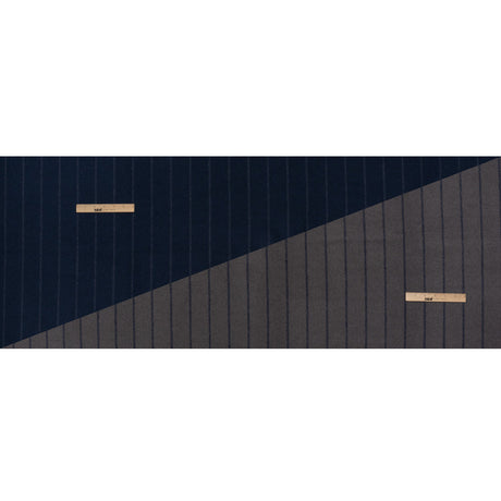 Brushed Wool Double Cloth Coating - Navy Blue and Gray Chalk Stripes - Deadstock