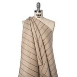 Brushed Wool Double Cloth Coating - Beige and Taupe Chalk Stripes - Deadstock