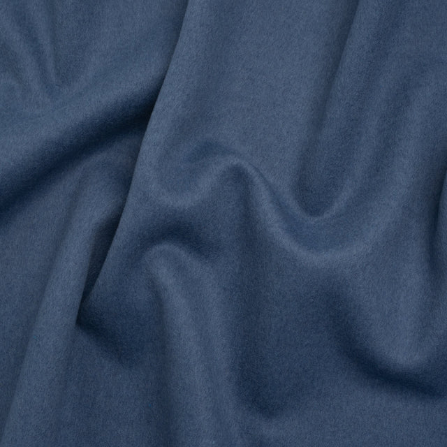 Brushed Wool Blend Double Cloth Coating - Denim Blue - Deadstock