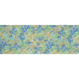 Slubbed Polyester and Rayon Woven - Blue, Green and Beige Palm Leaves - Designer Deadstock