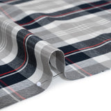Cotton Oxford Shirting - Warm Gray, Cool Black and Red Plaid - Deadstock