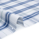 Cotton Oxford Shirting - Classic Blue, White and Leaf Green Plaid - Deadstock