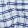 Cotton Oxford Shirting - Classic Blue, White and Leaf Green Plaid - Deadstock