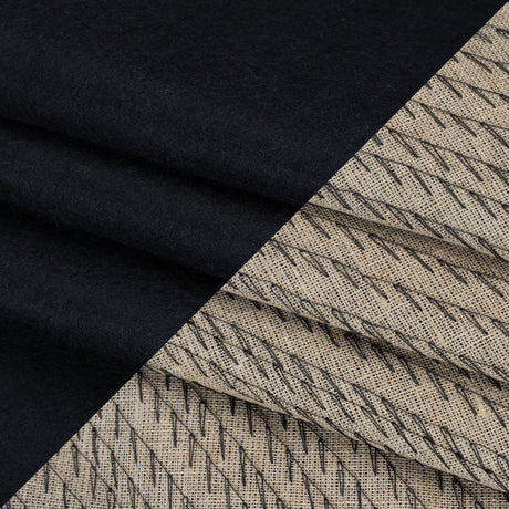 Undercollar Wool Felt with Pad Stitched Canvas Backing Made in Italy - Midnight Navy and Oatmeal - Deadstock