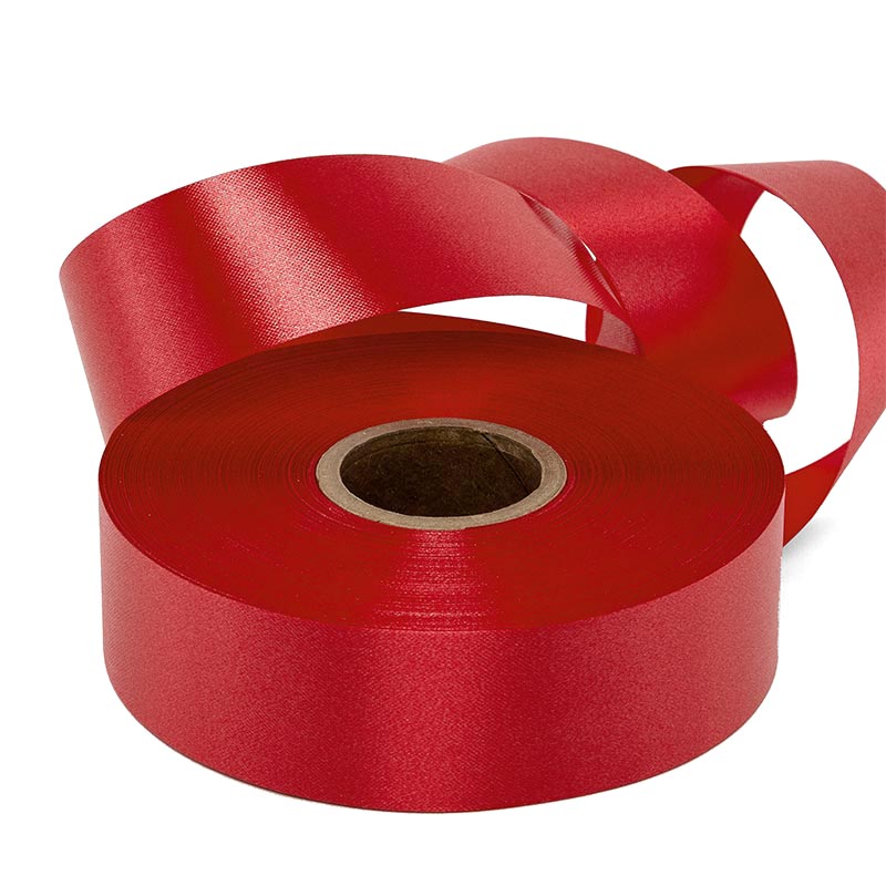 Embossed Floral Poly Ribbon – Red, 1 7/16'' x 100 yd (1 Roll)