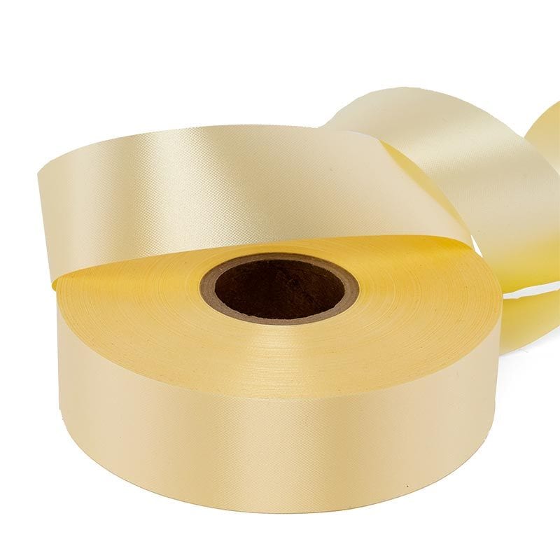 Embossed Floral Poly Ribbon – Yellow, 1 7/16'' x 100 yd (1 Roll)