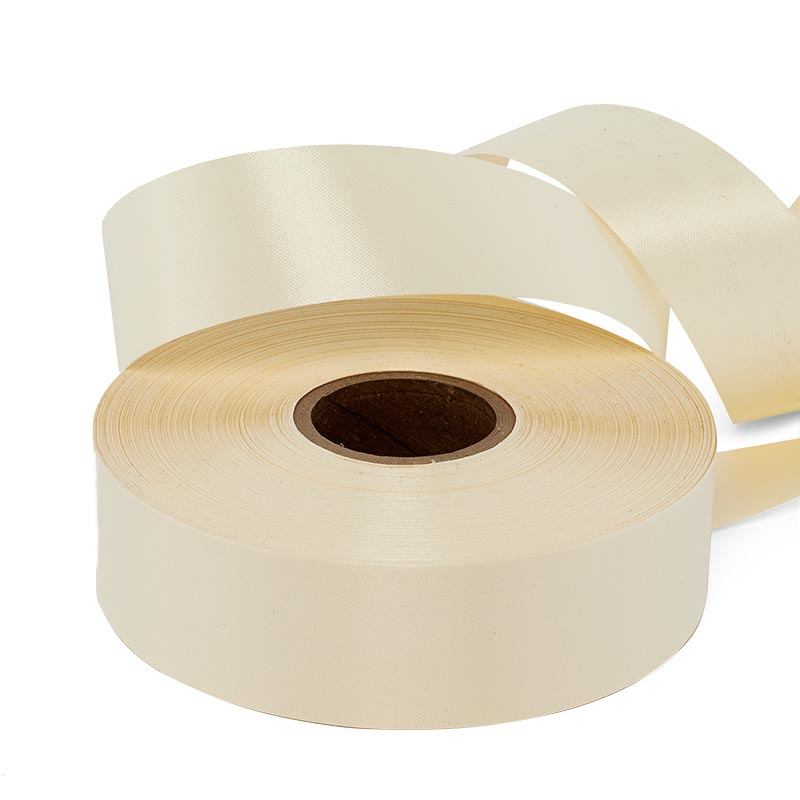 Embossed Floral Poly Ribbon – Ivory, 1 7/16'' x 100 yd (1 Roll)