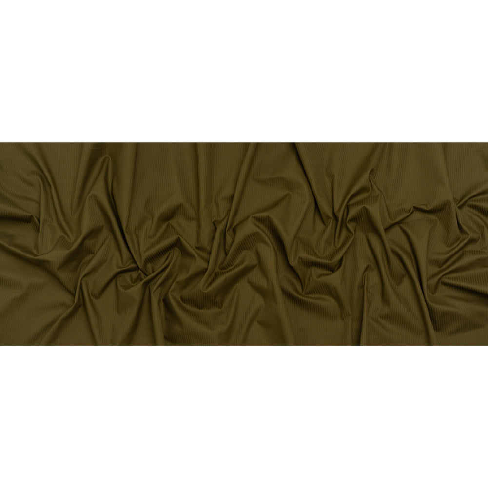 Cotton Twill Shirting - Dark Olive Green Subtle Stripes - Deadstock